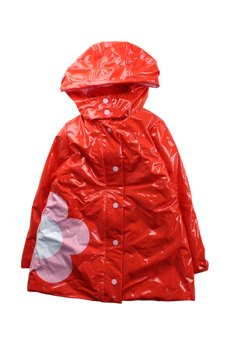 A Red Rain Jackets from Jacadi in size 6T for girl. (Front View)