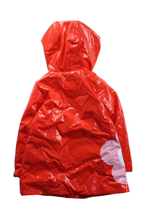 A Red Rain Jackets from Jacadi in size 6T for girl. (Back View)