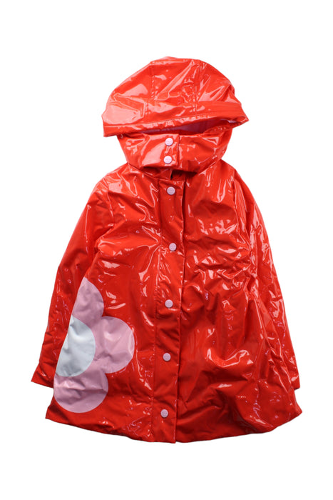 A Red Rain Jackets from Jacadi in size 6T for girl. (Front View)