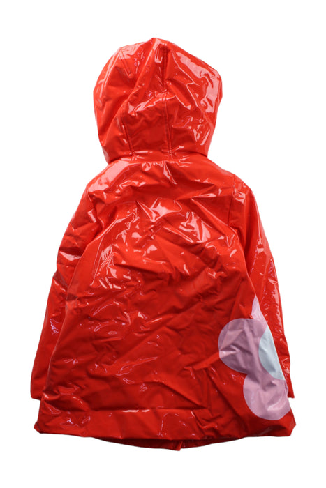 A Red Rain Jackets from Jacadi in size 6T for girl. (Back View)