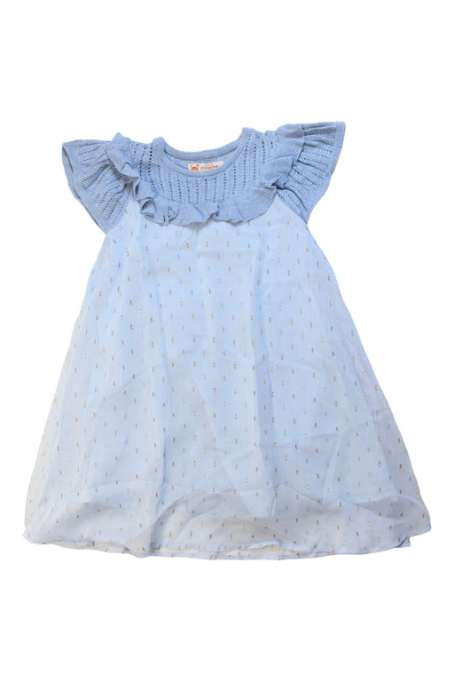 A Blue Sleeveless Dresses from As Know As Ponpoko in size 4T for girl. (Front View)