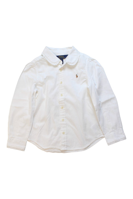 A White Long Sleeve Shirts from Polo Ralph Lauren in size 4T for girl. (Front View)