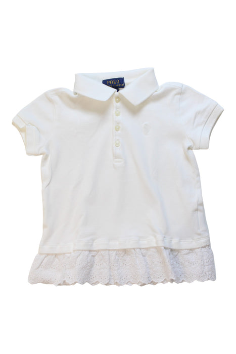 A White Short Sleeve Dresses from Polo Ralph Lauren in size 5T for girl. (Front View)