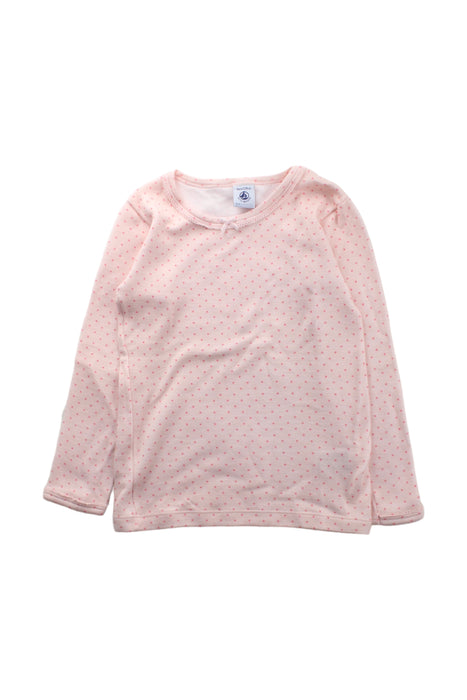 A Pink Long Sleeve T Shirts from Petit Bateau in size 8Y for girl. (Front View)