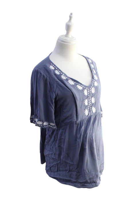 A Blue Short Sleeve Tops from Seraphine in size XL for maternity. (Front View)