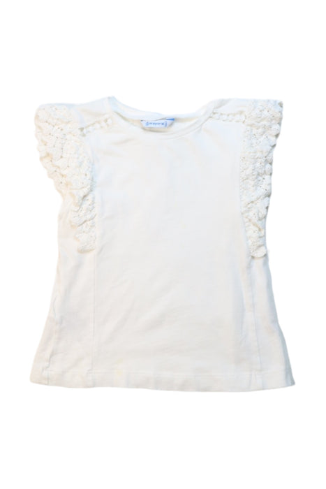 A White Short Sleeve Tops from Mayoral in size 4T for girl. (Front View)