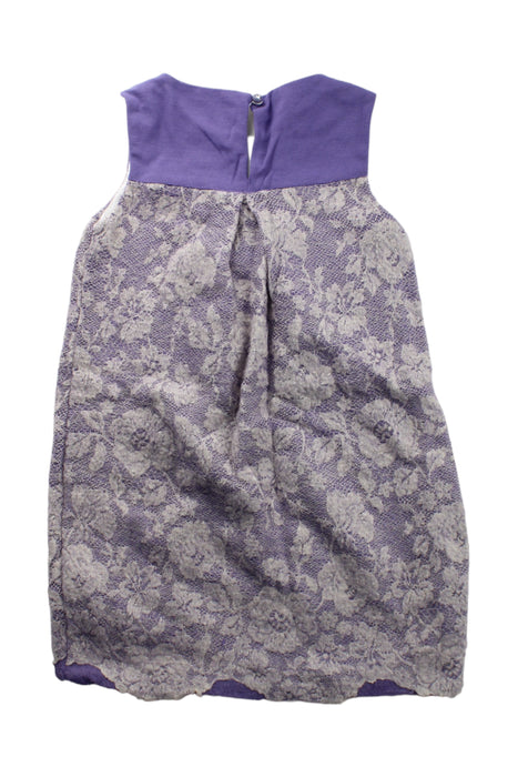 A Purple Sleeveless Dresses from Miss Blumarine in size 6T for girl. (Back View)