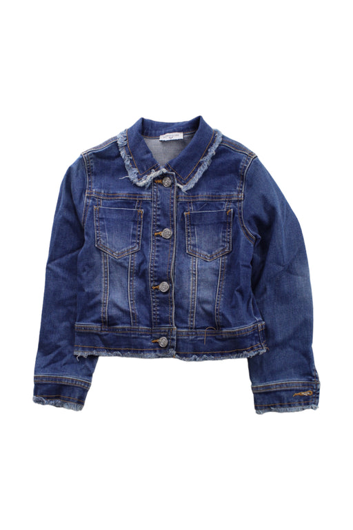 A Blue Lightweight Jackets from Monnalisa in size 6T for girl. (Front View)