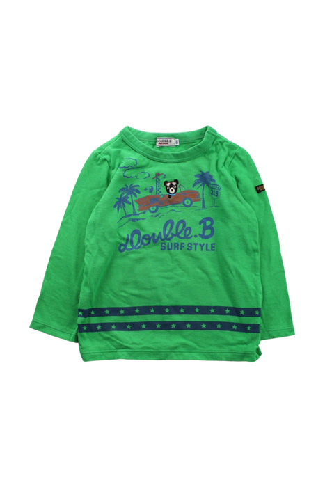 A Green Long Sleeve T Shirts from Miki House in size 2T for boy. (Front View)