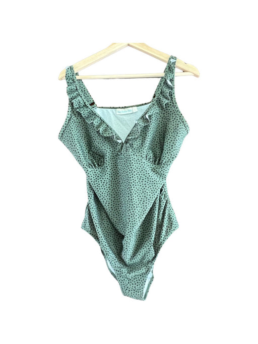 A Green Swimsuits from Jojo Maman Bébé in size L for maternity. (Front View)