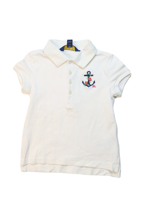 A White Short Sleeve Polos from Polo Ralph Lauren in size 4T for girl. (Front View)