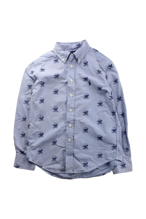 A Blue Long Sleeve Shirts from Ralph Lauren in size 8Y for boy. (Front View)