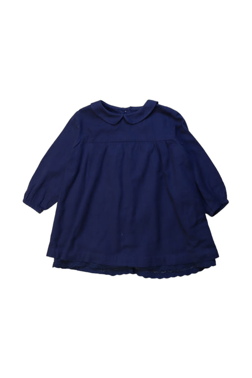 A Navy Long Sleeve Dresses from Little Cotton Clothes in size 18-24M for girl. (Front View)