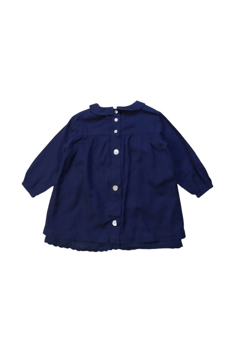 A Navy Long Sleeve Dresses from Little Cotton Clothes in size 18-24M for girl. (Back View)