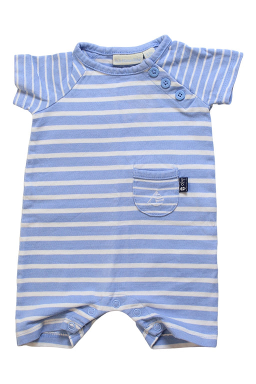 A Blue Short Sleeve Rompers from Jojo Maman Bébé in size 0-3M for boy. (Front View)