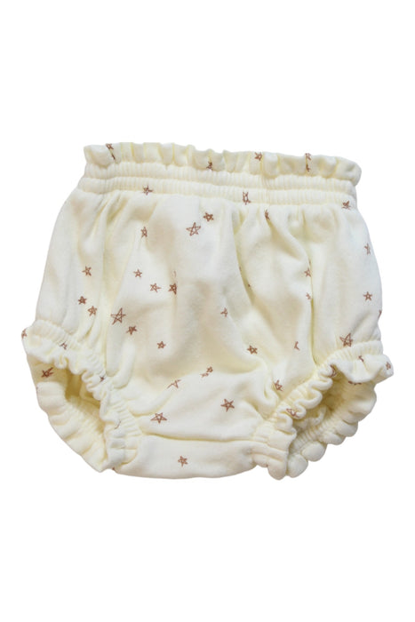 A White Bloomers from Quincy Mae in size 0-3M for girl. (Front View)