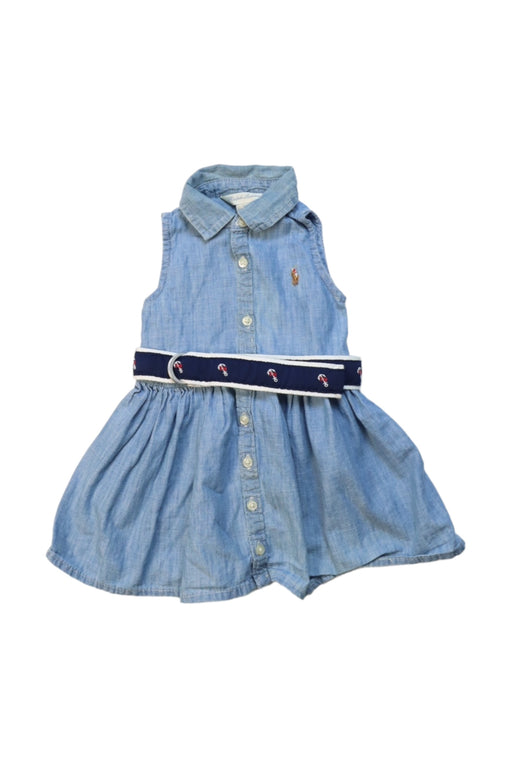 A Blue Sleeveless Dresses from Ralph Lauren in size 6-12M for girl. (Front View)