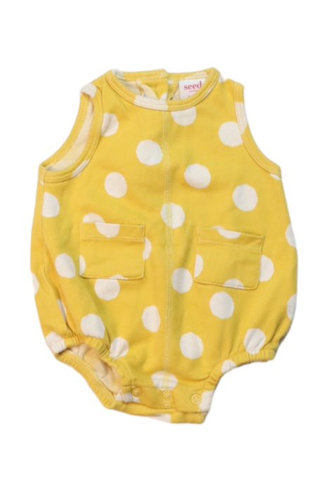 A Yellow Sleeveless Bodysuits from Seed in size Newborn for girl. (Front View)