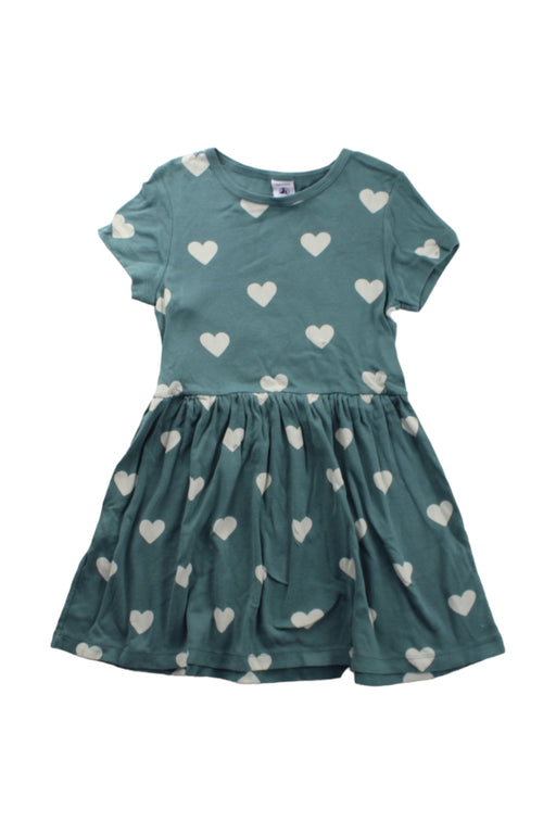 A Green Short Sleeve Dresses from Petit Bateau in size 5T for girl. (Front View)