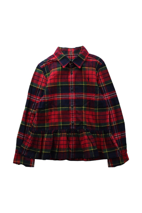 A Red Long Sleeve Shirts from Polo Ralph Lauren in size 8Y for girl. (Front View)