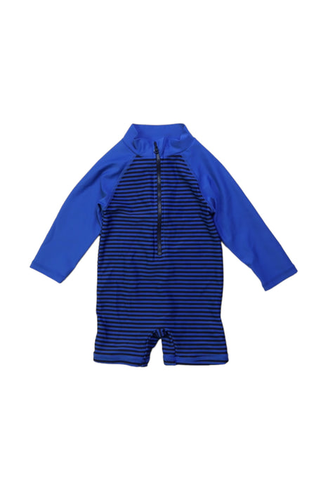 A Navy Swimsuits from Seed in size 3-6M for boy. (Front View)