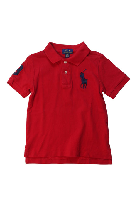 A Red Short Sleeve Polos from Polo Ralph Lauren in size 3T for boy. (Front View)