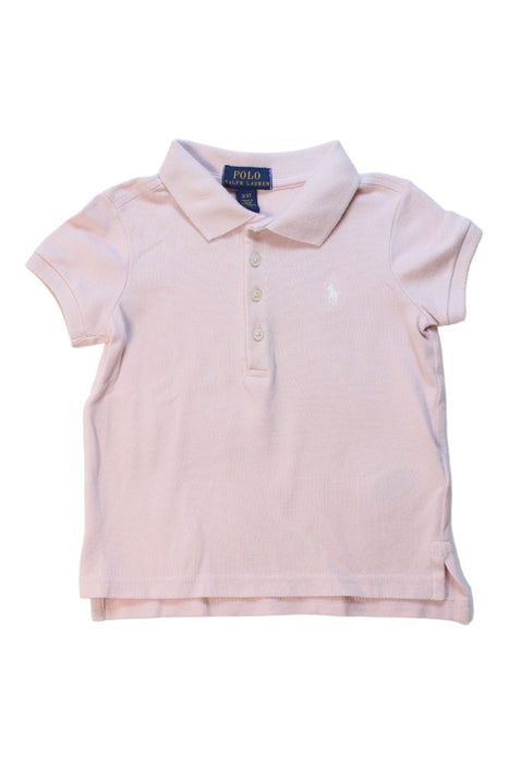 A Pink Short Sleeve Polos from Polo Ralph Lauren in size 3T for girl. (Front View)