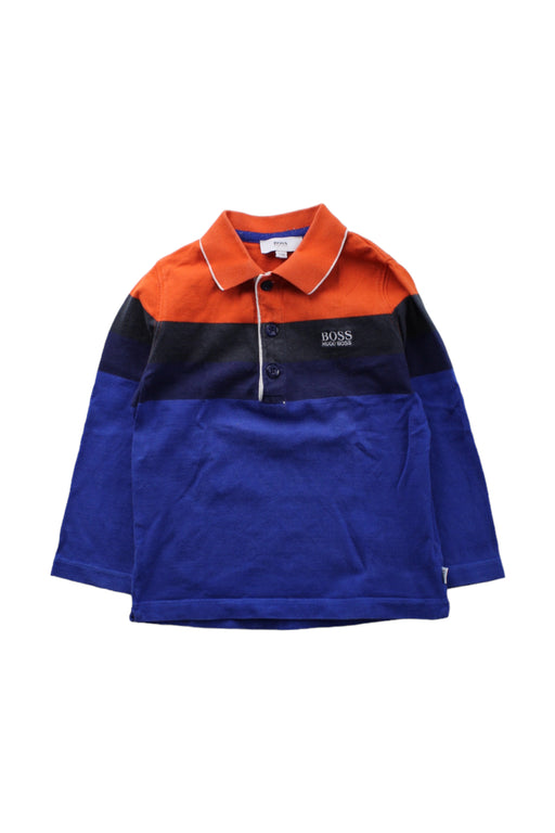 A Blue Long Sleeve Polos from Boss in size 3T for boy. (Front View)