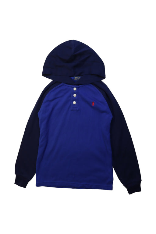A Blue Hooded Sweatshirts from Polo Ralph Lauren in size 4T for boy. (Front View)