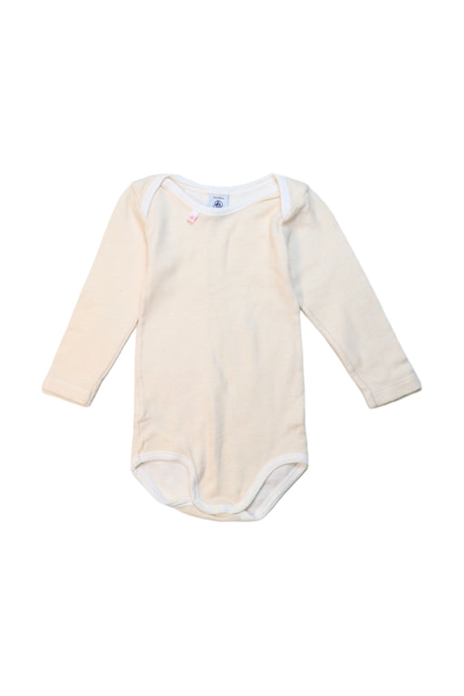 A Beige Long Sleeve Bodysuits from Petit Bateau in size 18-24M for neutral. (Front View)