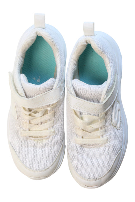 A White Sneakers from Skechers in size 10Y for neutral. (Back View)