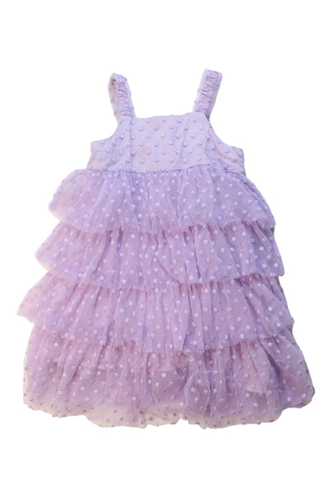 A Purple Sleeveless Dresses from Seed in size 5T for girl. (Front View)