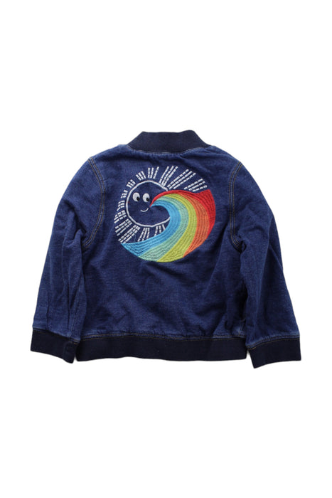 A Blue Zippered Sweatshirts from The Bonnie Mob in size 4T for boy. (Back View)