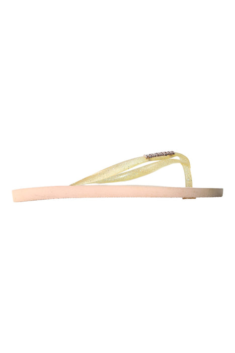 A Beige Flip Flops from Havaianas in size 11Y for girl. (Front View)