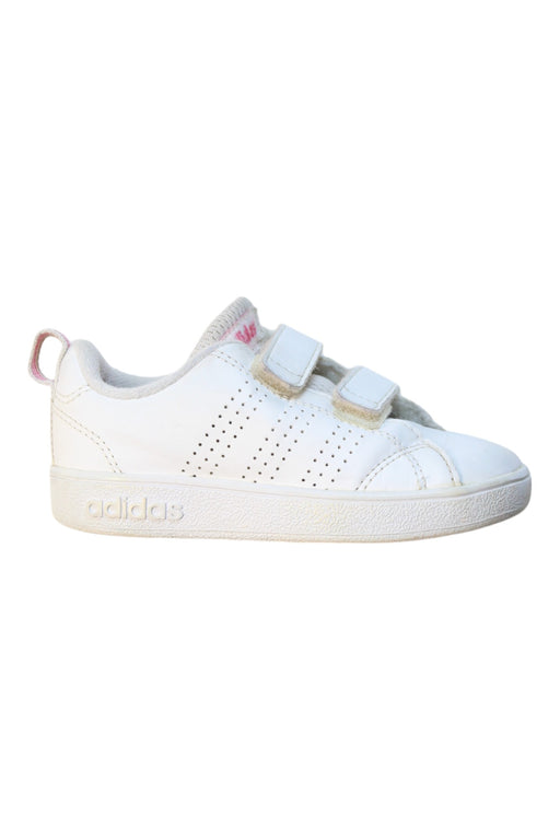 A White Sneakers from Adidas in size 18-24M for girl. (Front View)