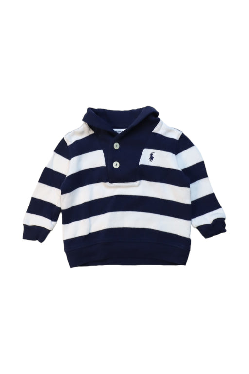 A Navy Buttoned Sweatshirts from Ralph Lauren in size 3-6M for boy. (Front View)