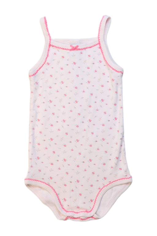 A Pink Sleeveless Bodysuits from Petit Bateau in size 12-18M for girl. (Front View)