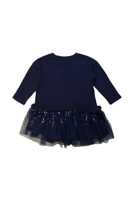 A Navy Long Sleeve Dresses from Seed in size 2T for girl. (Back View)