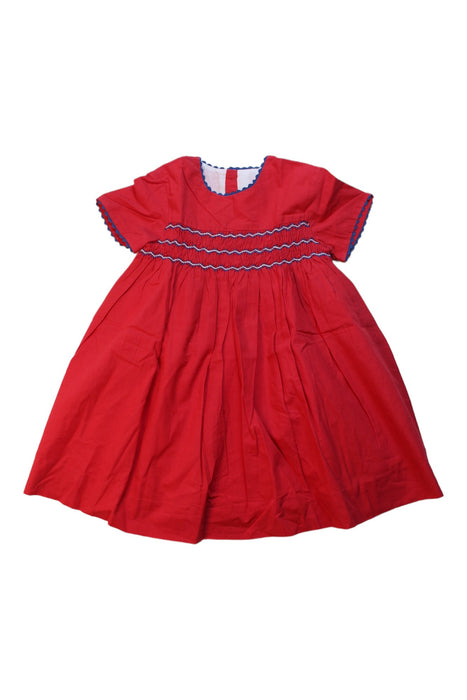 A Red Short Sleeve Dresses from Amaia in size 3T for girl. (Front View)