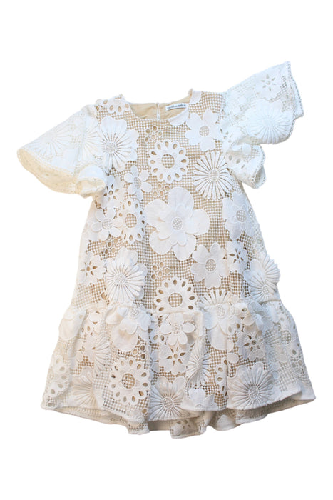 A Beige Short Sleeve Dresses from Chloe and Amelie in size 7Y for girl. (Front View)