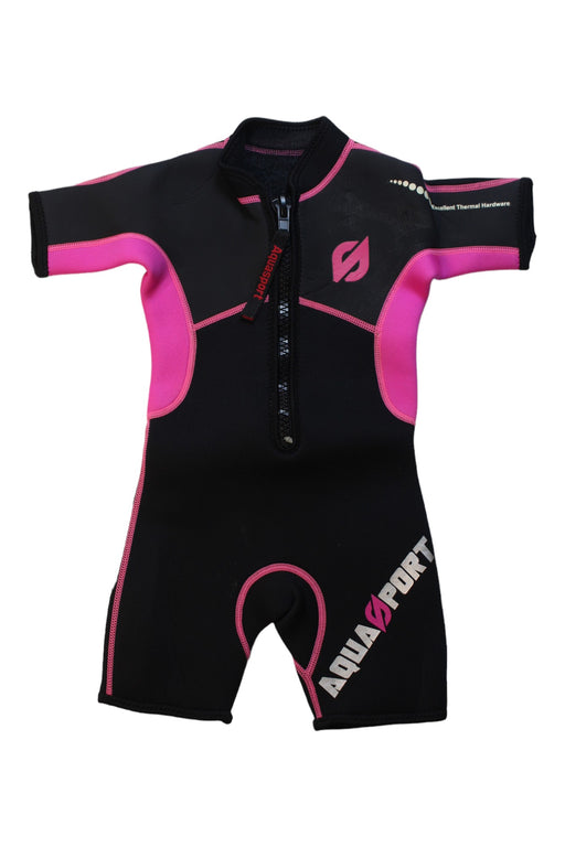 A Black Wetsuits from Aquasport in size 2T for boy. (Front View)