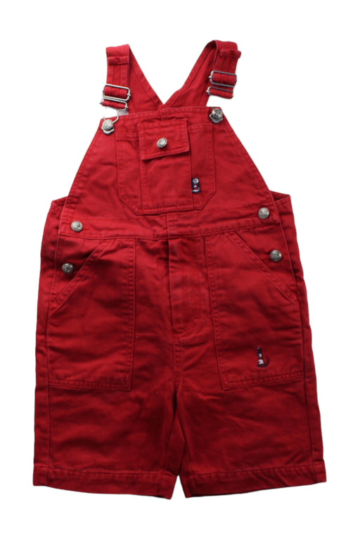 A Red Overall Shorts from Jacadi in size 4T for girl. (Front View)