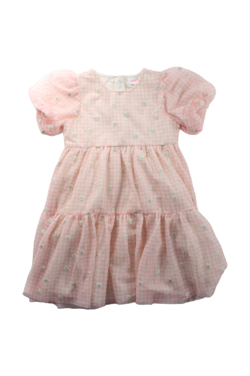 A Pink Short Sleeve Dresses from Seed in size 5T for girl. (Front View)