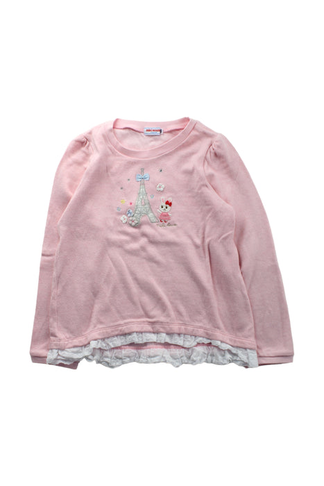 A Pink Crewneck Sweatshirts from Miki House in size 5T for girl. (Front View)