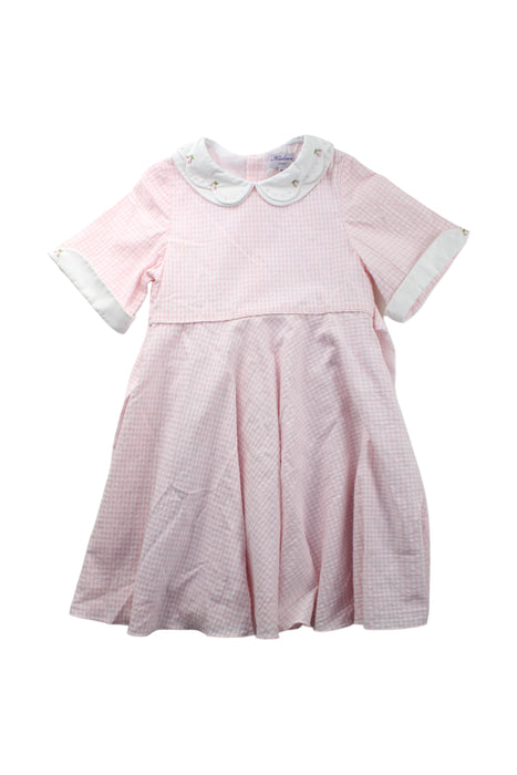 A Pink Short Sleeve Dresses from Kidiwi in size 6T for girl. (Front View)