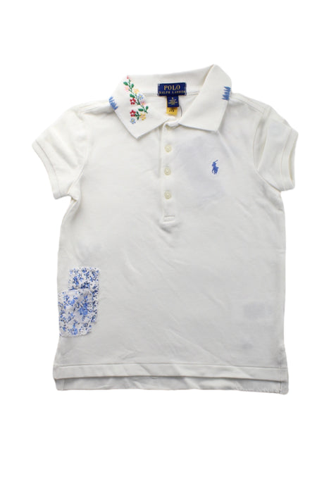 A White Short Sleeve Polos from Polo Ralph Lauren in size 6T for girl. (Front View)