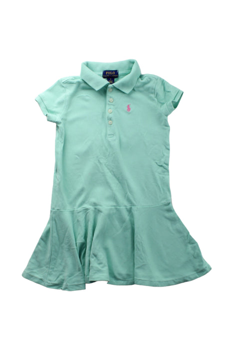 A Green Short Sleeve Dresses from Polo Ralph Lauren in size 5T for girl. (Front View)