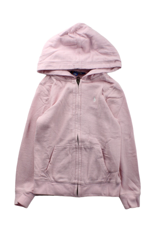 A Pink Zippered Sweatshirts from Polo Ralph Lauren in size 6T for girl. (Front View)