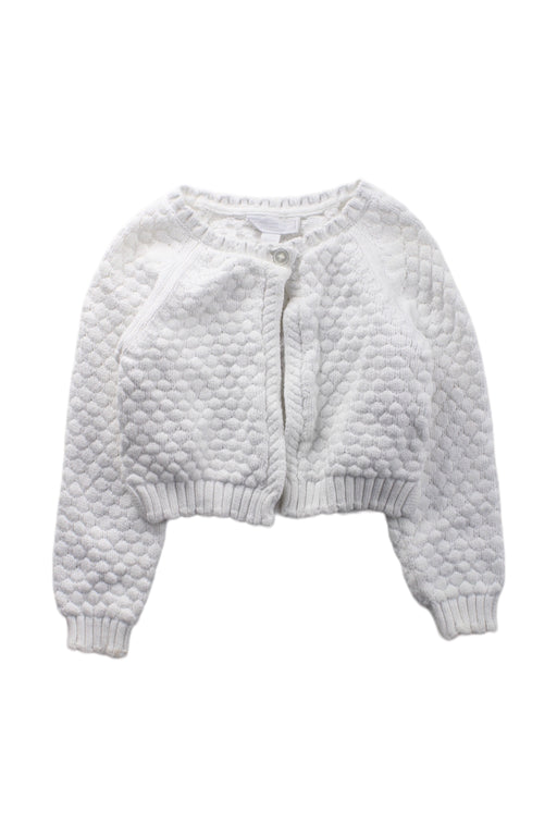 A White Cardigans from The Little White Company in size 2T for girl. (Front View)