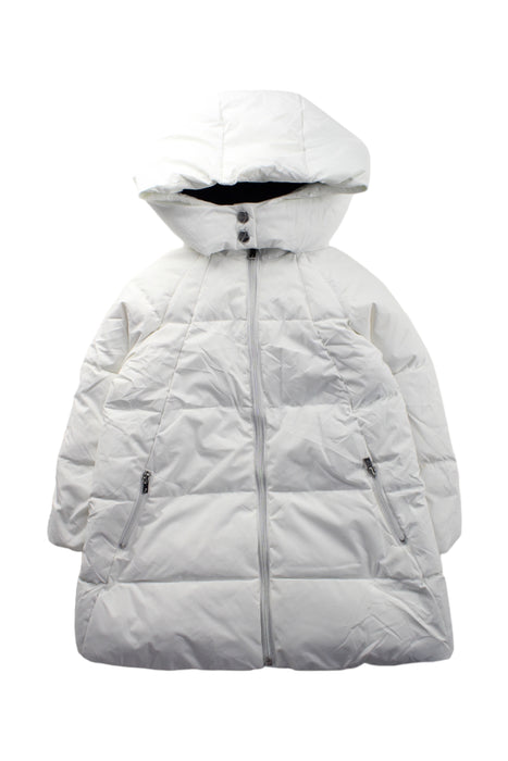 A White Puffer/Quilted Jackets from Jacadi in size 4T for girl. (Front View)